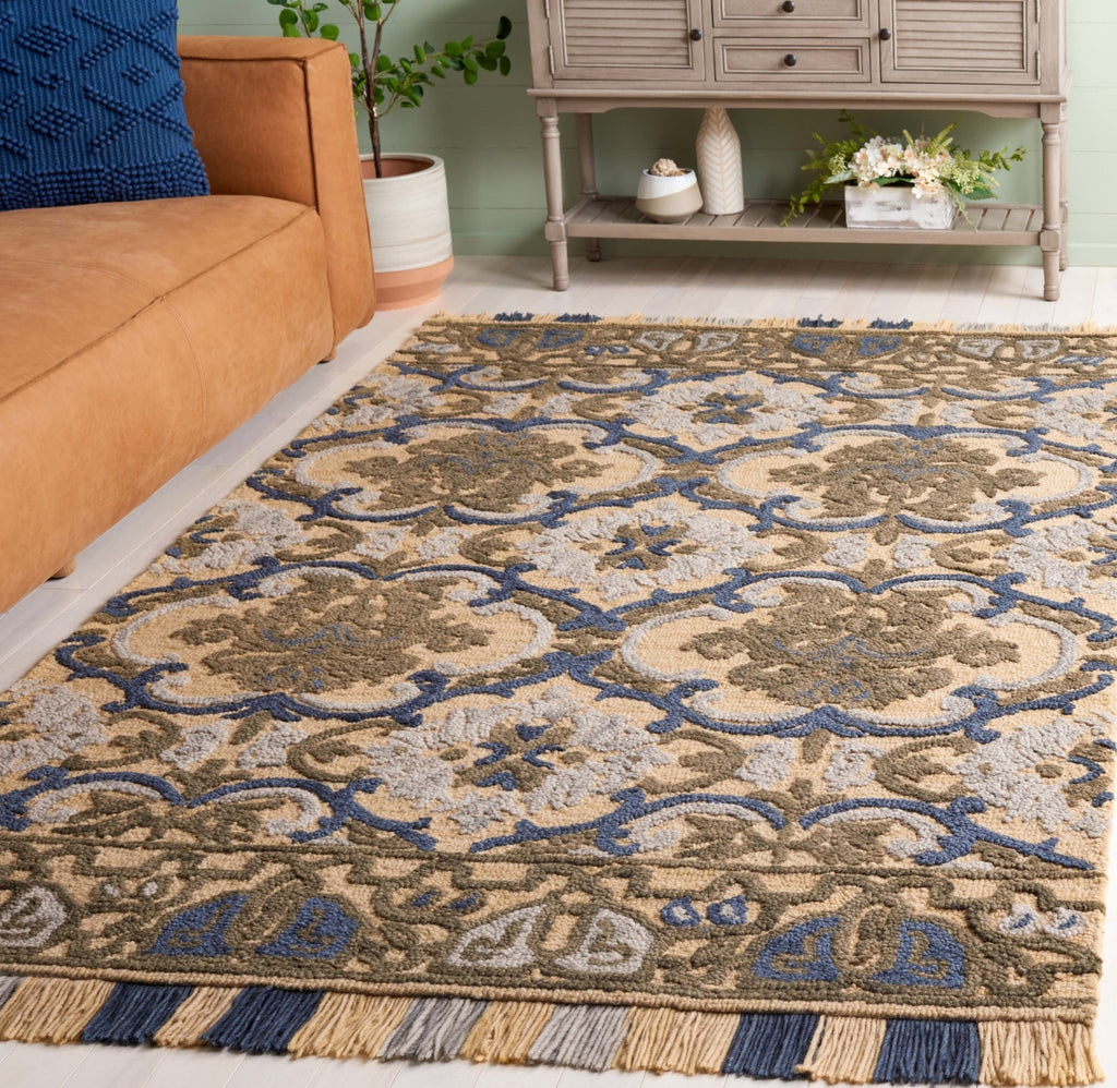 Safavieh Blossom BLM422D Gold / Blue Area Rug Room Scene Feature