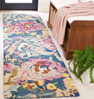 Safavieh Blossom BLM463L Light Blue / Plum Area Rug Room Scene Feature