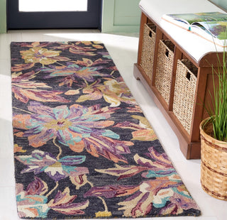 Safavieh Blossom BLM467H Charcoal / Plum Area Rug Room Scene Feature