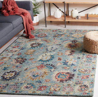 Safavieh Blossom BLM472M Blue / Rust Area Rug Room Scene Feature