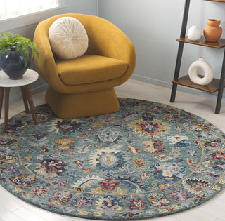 Safavieh Blossom BLM472M Blue / Rust Area Rug Room Scene Feature