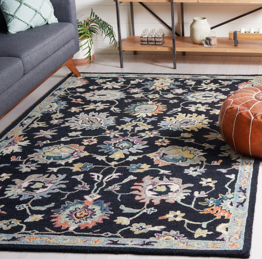 Safavieh Blossom BLM473Z Black / Blue Area Rug Room Scene Feature