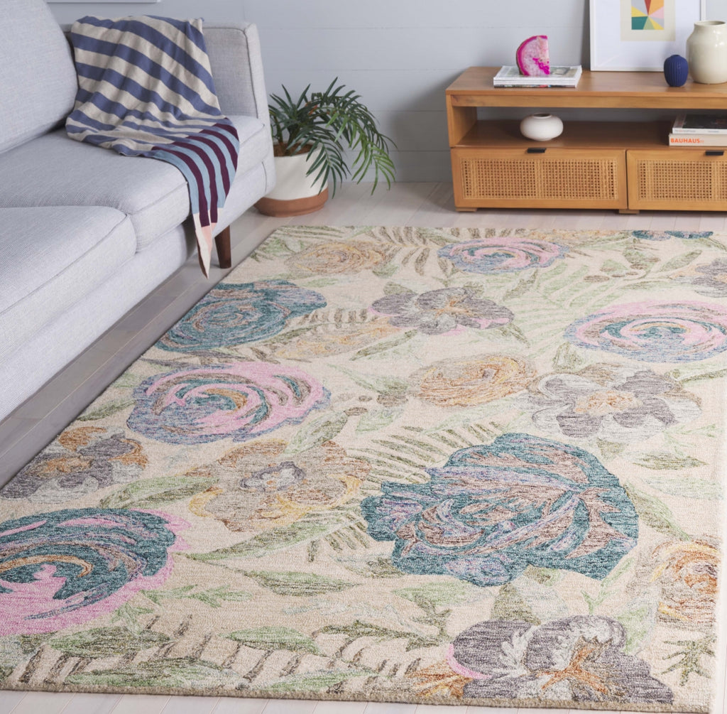 Safavieh Blossom BLM553Y Green / Pink Area Rug Room Scene Feature