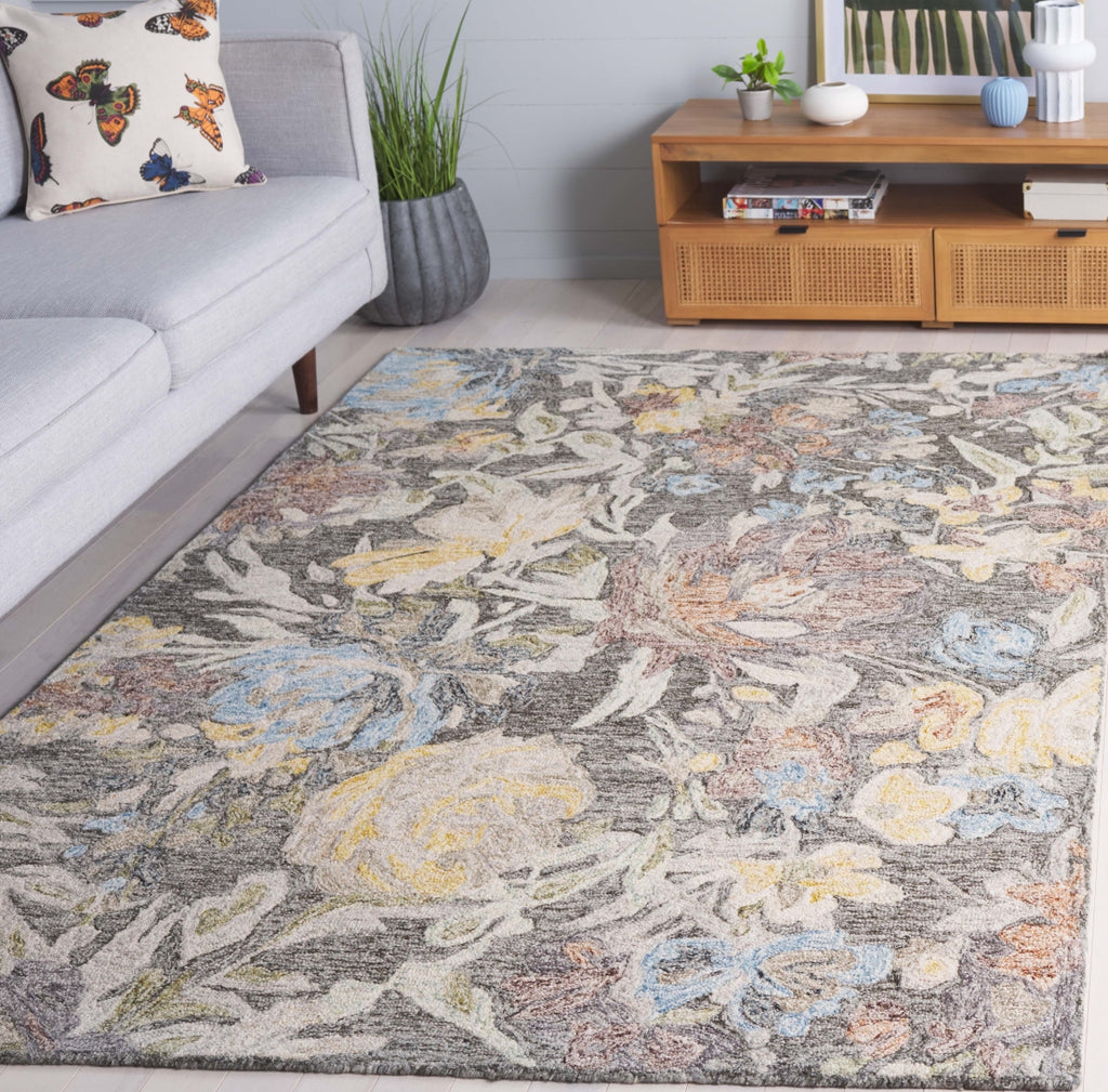 Safavieh Blossom BLM555Y Green / Charcoal Area Rug Room Scene Feature