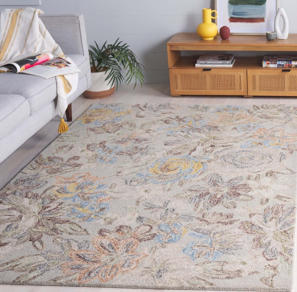 Safavieh Blossom BLM556F Grey / Blue Area Rug Room Scene Feature