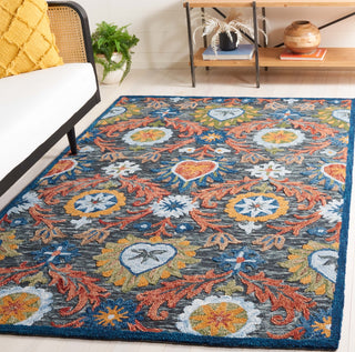 Safavieh Blossom BLM565H Charcoal / Orange Area Rug Room Scene Feature