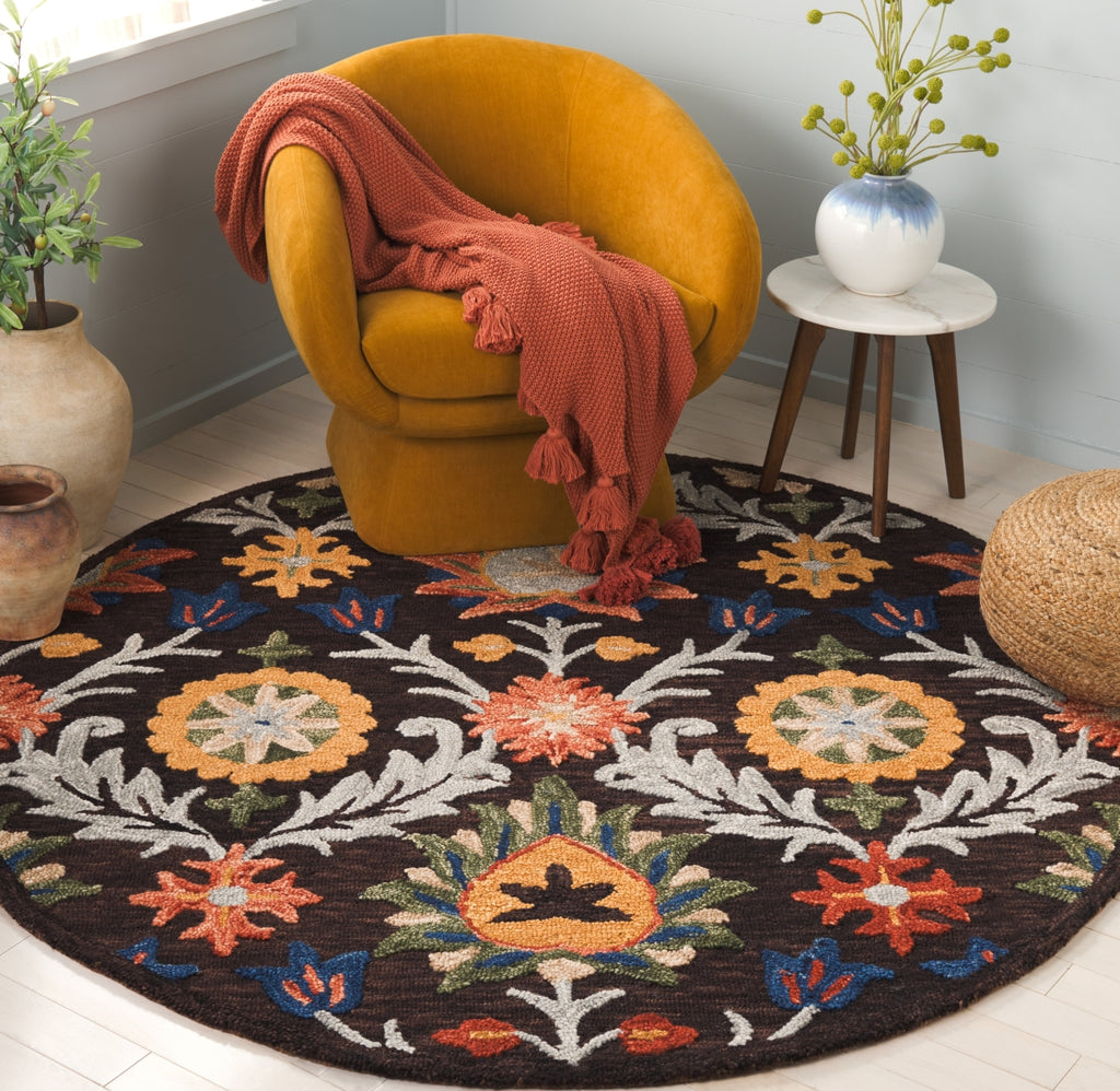 Safavieh Blossom BLM565T Brown / Orange Area Rug Room Scene Feature