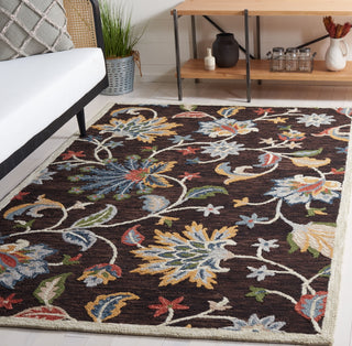 Safavieh Blossom BLM568T Brown / Yellow Area Rug Room Scene Feature