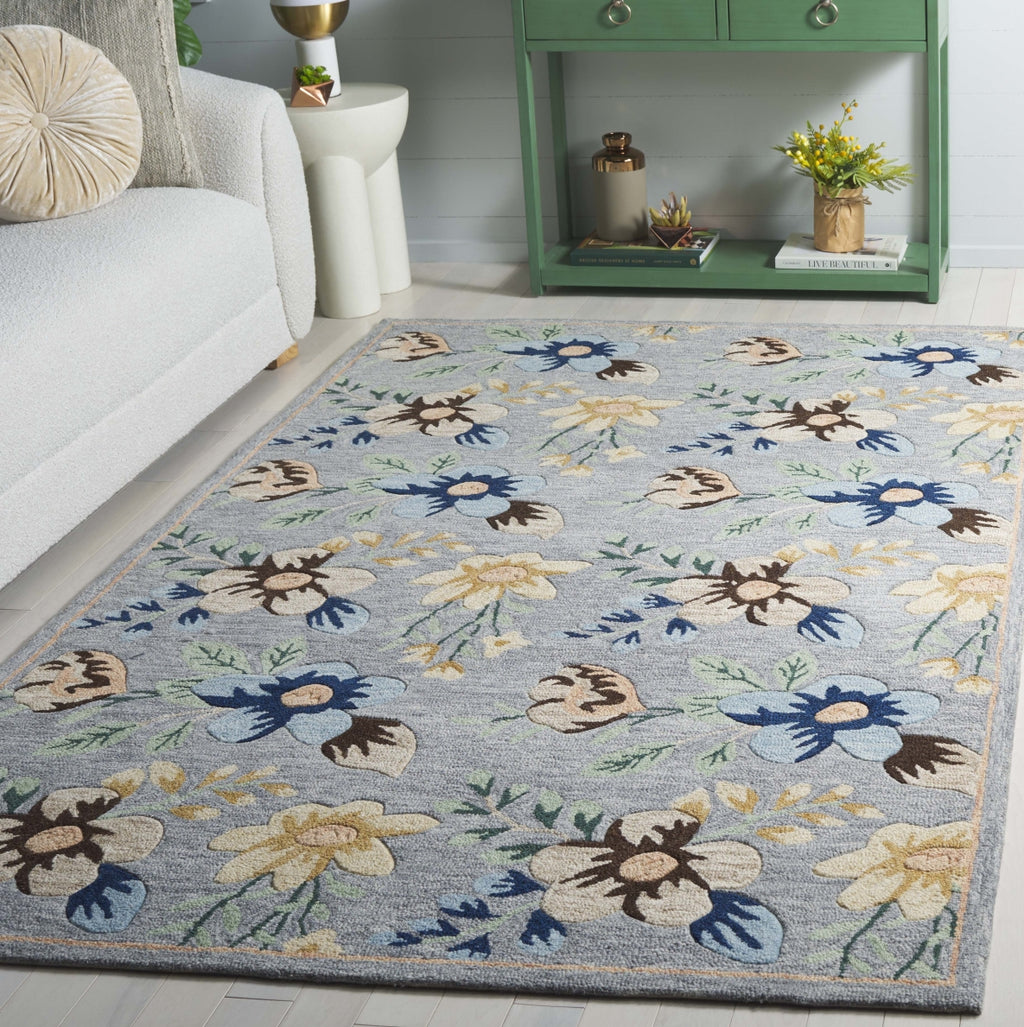 Safavieh Blossom BLM571F Grey / Blue Area Rug Room Scene Feature