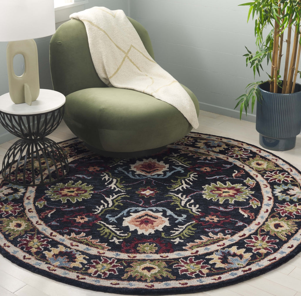 Safavieh Blossom BLM691Z Black / Ivory Area Rug Room Scene Feature