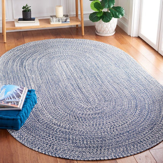 Safavieh Braided BRA201N Dark Blue / Ivory Machine Washable Area Rug Room Scene