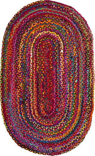Safavieh Braided BRD210A Red / Multi Area Rug Oval