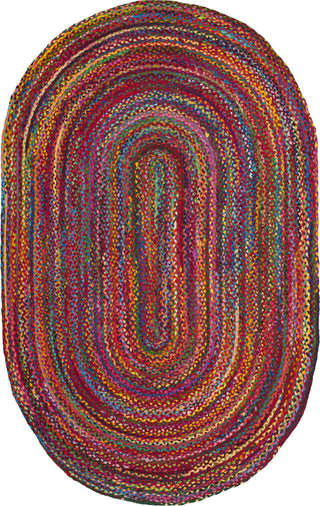 Safavieh Braided BRD210A Red / Multi Area Rug Oval