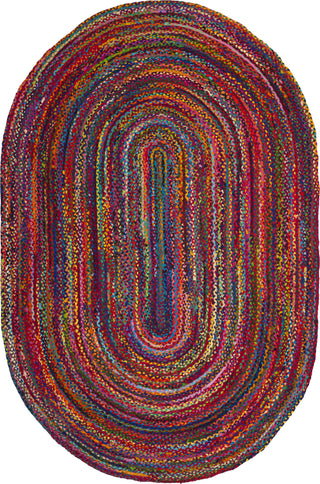 Safavieh Braided BRD210A Red / Multi Area Rug Oval