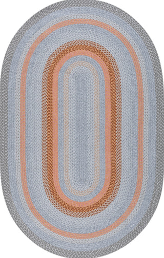 Safavieh Braided BRD314G Grey / Rust Area Rug Oval
