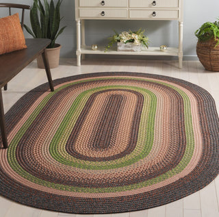 Safavieh Braided BRD314T Brown / Green Area Rug Room Scene Feature