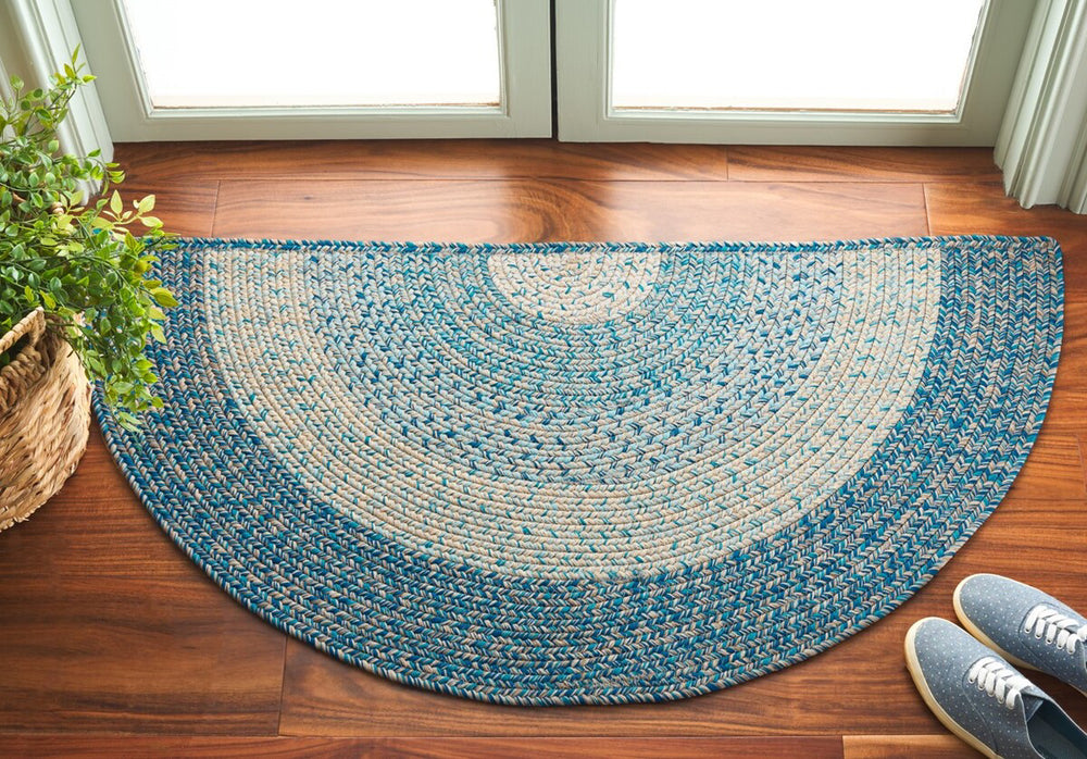 Safavieh Braided BRD318M Blue / Aqua Machine Washable Area Rug Room Scene Feature