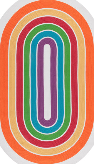 Safavieh Braided BRD325A Ivory / Rainbow Area Rug Oval