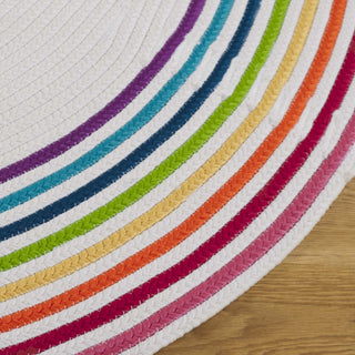 Safavieh Braided BRD326A Ivory / Rainbow Area Rug Detail