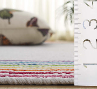 Safavieh Braided BRD326A Ivory / Rainbow Area Rug Detail