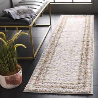 Safavieh Border and Stripe Shag BSP251 Ivory / Beige Area Rug Room Scene Feature