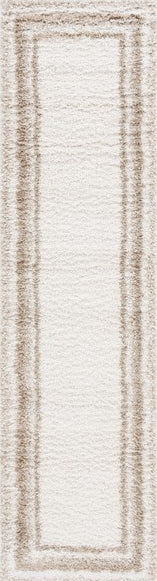 Safavieh Border and Stripe Shag BSP251 Ivory / Beige Area Rug