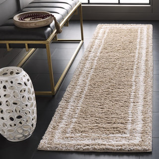 Safavieh Border and Stripe Shag BSP251 Beige / Ivory Area Rug Room Scene Feature