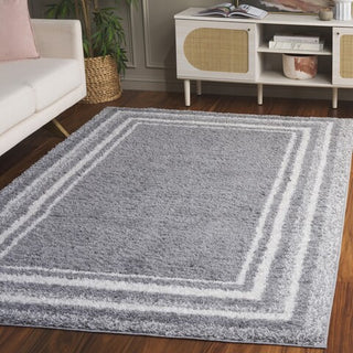 Safavieh Border and Stripe Shag BSP251 Grey / Ivory Area Rug