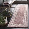 Safavieh Border and Stripe Shag BSP251 Pink / Ivory Area Rug Room Scene Feature