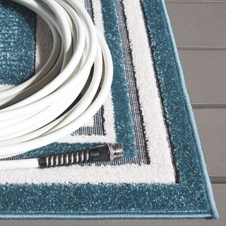 Safavieh Cabana CBN634K Turquoise / Ivory Area Rug Detail