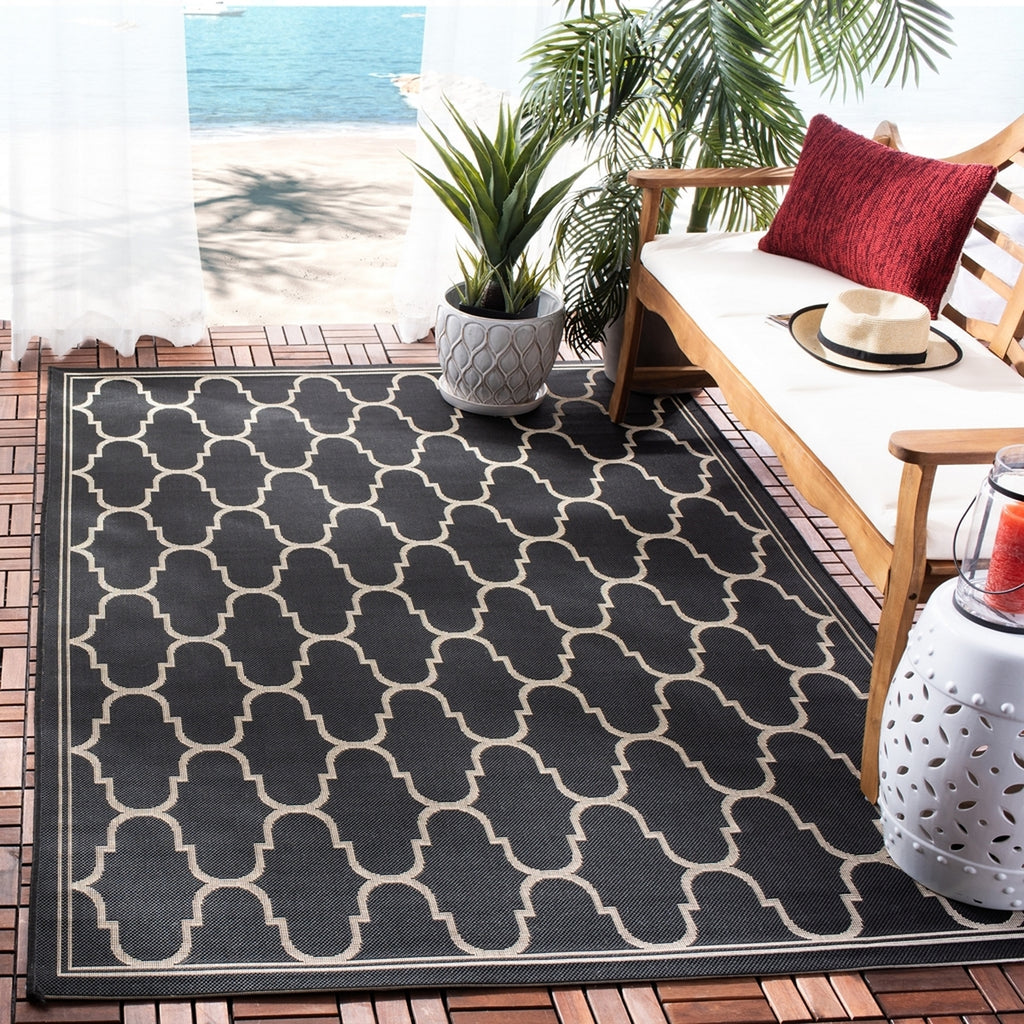 Safavieh Courtyard CY6016-266 Black / Beige Area Rug Room Scene Feature