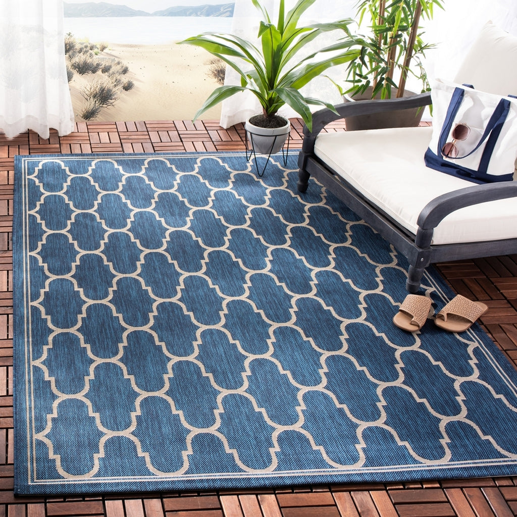 Safavieh Courtyard CY6016-268 Navy / Beige Area Rug Room Scene Feature