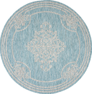 Safavieh Courtyard CY8212-37121 Aqua / Grey Area Rug Round