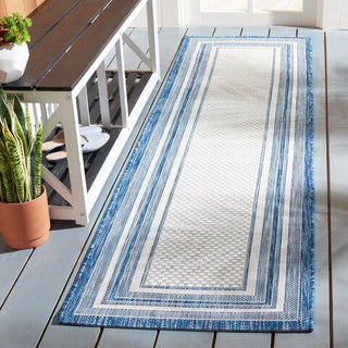 Safavieh Courtyard CY8475-53412 Ivory / Navy Area Rug Room Scene Feature