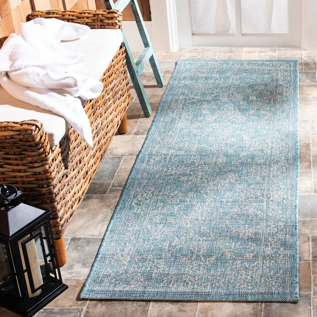 Safavieh Courtyard CY8680-37121 Aqua / Grey Area Rug Room Scene Feature