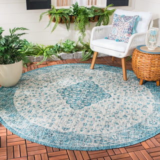 Safavieh Courtyard CY8720-372 Teal / Cream Area Rug Room Scene