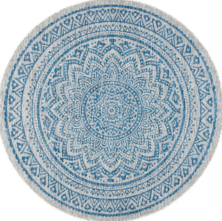 Safavieh Courtyard CY8734-36812 Light Grey / Blue Area Rug Round