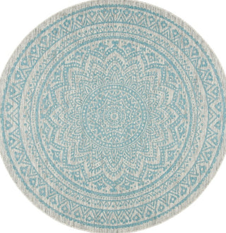 Safavieh Courtyard CY8734-37112 Light Grey / Aqua Area Rug Round