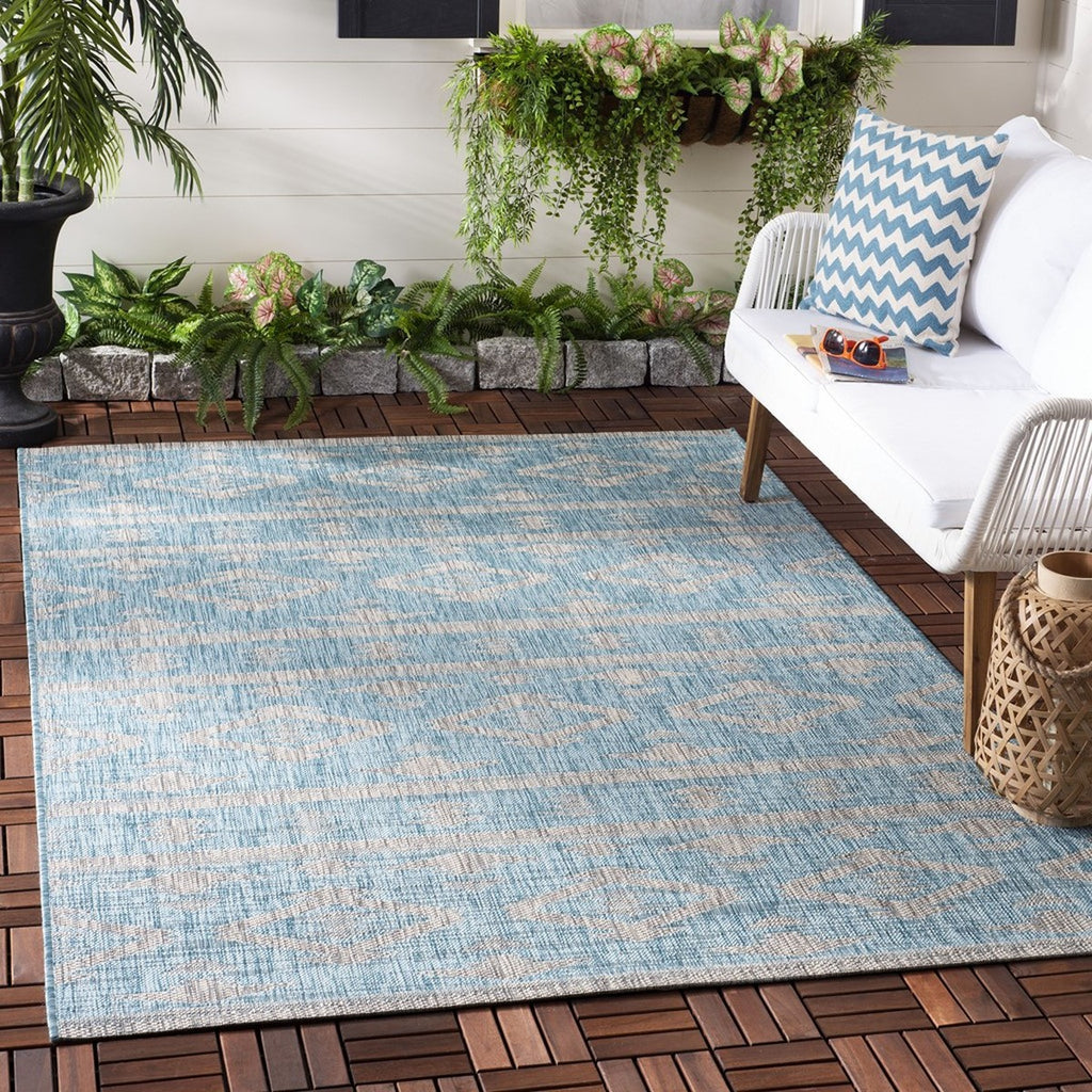 Safavieh Courtyard CY8863-37121 Aqua / Grey Area Rug Room Scene Feature