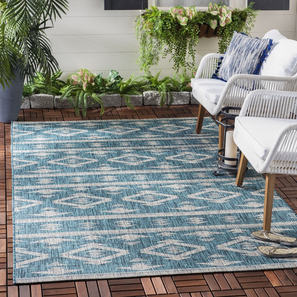 Safavieh Courtyard CY8863-37221 Teal / Grey Area Rug Room Scene Feature