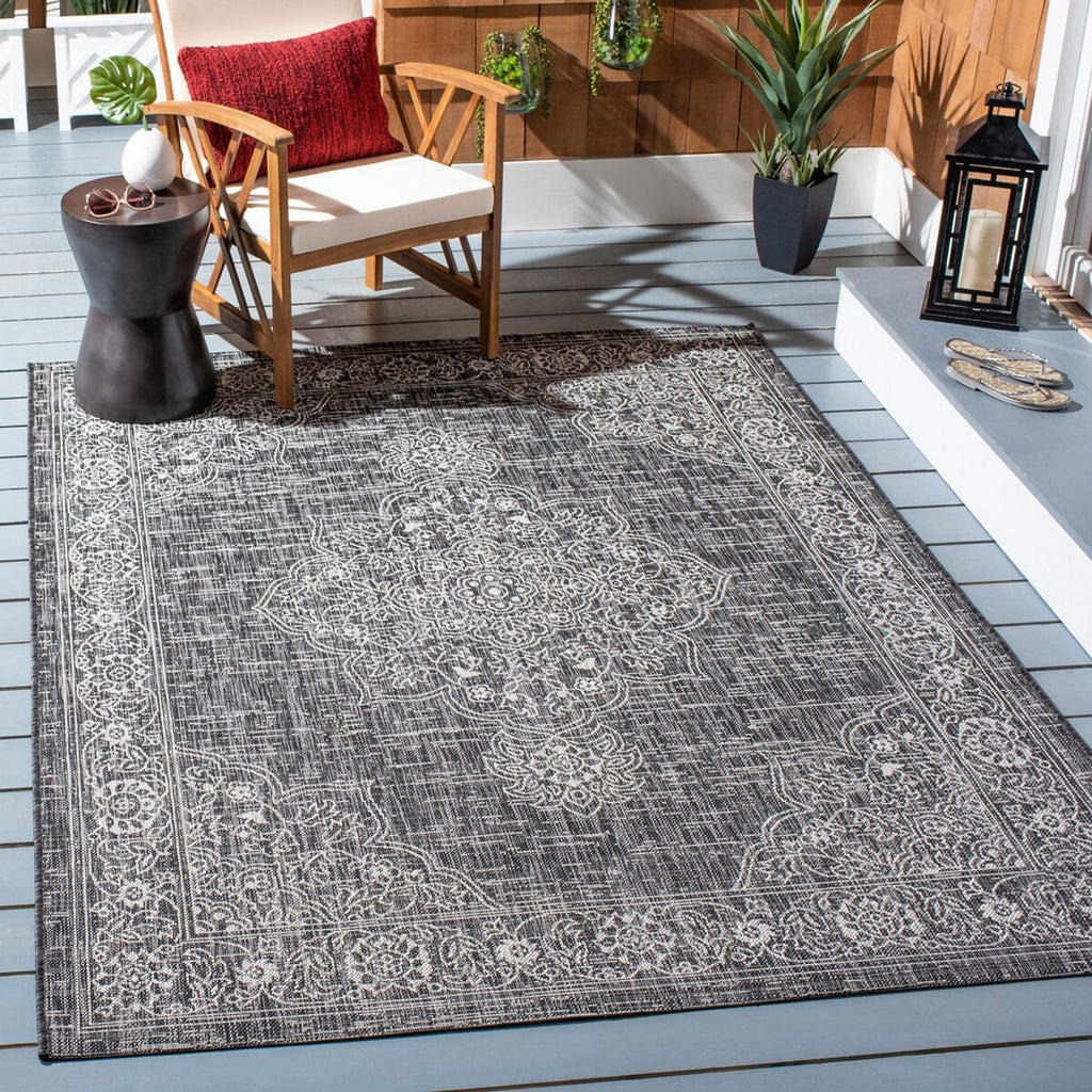 Safavieh Courtyard CY8969-37621 Grey / Black Area Rug Room Scene Feature