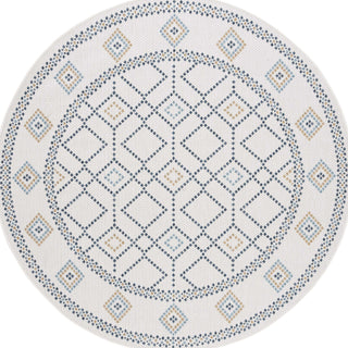 Safavieh Courtyard CY9681-53455 Ivory / Navy Yellow Area Rug Round