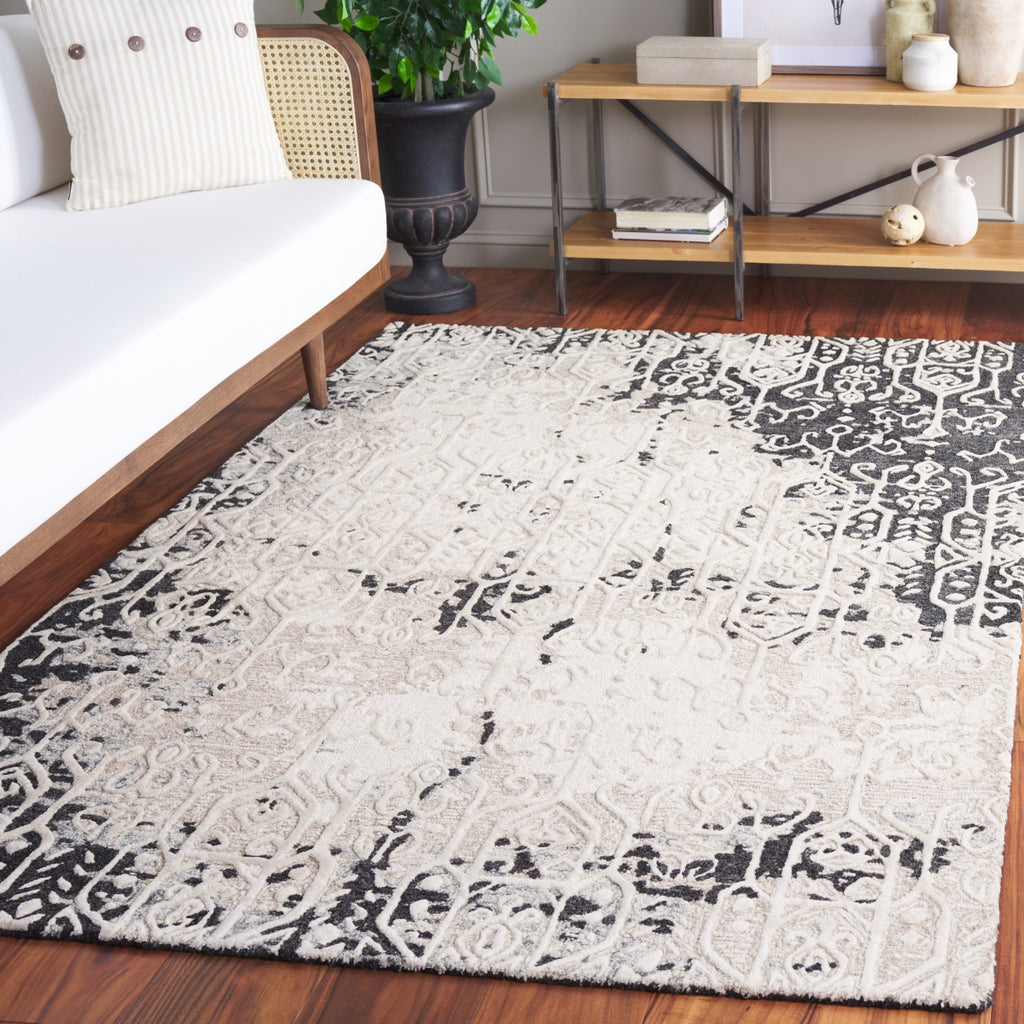 Safavieh Ebony EBN130Z Black / Ivory Area Rug Room Scene Feature