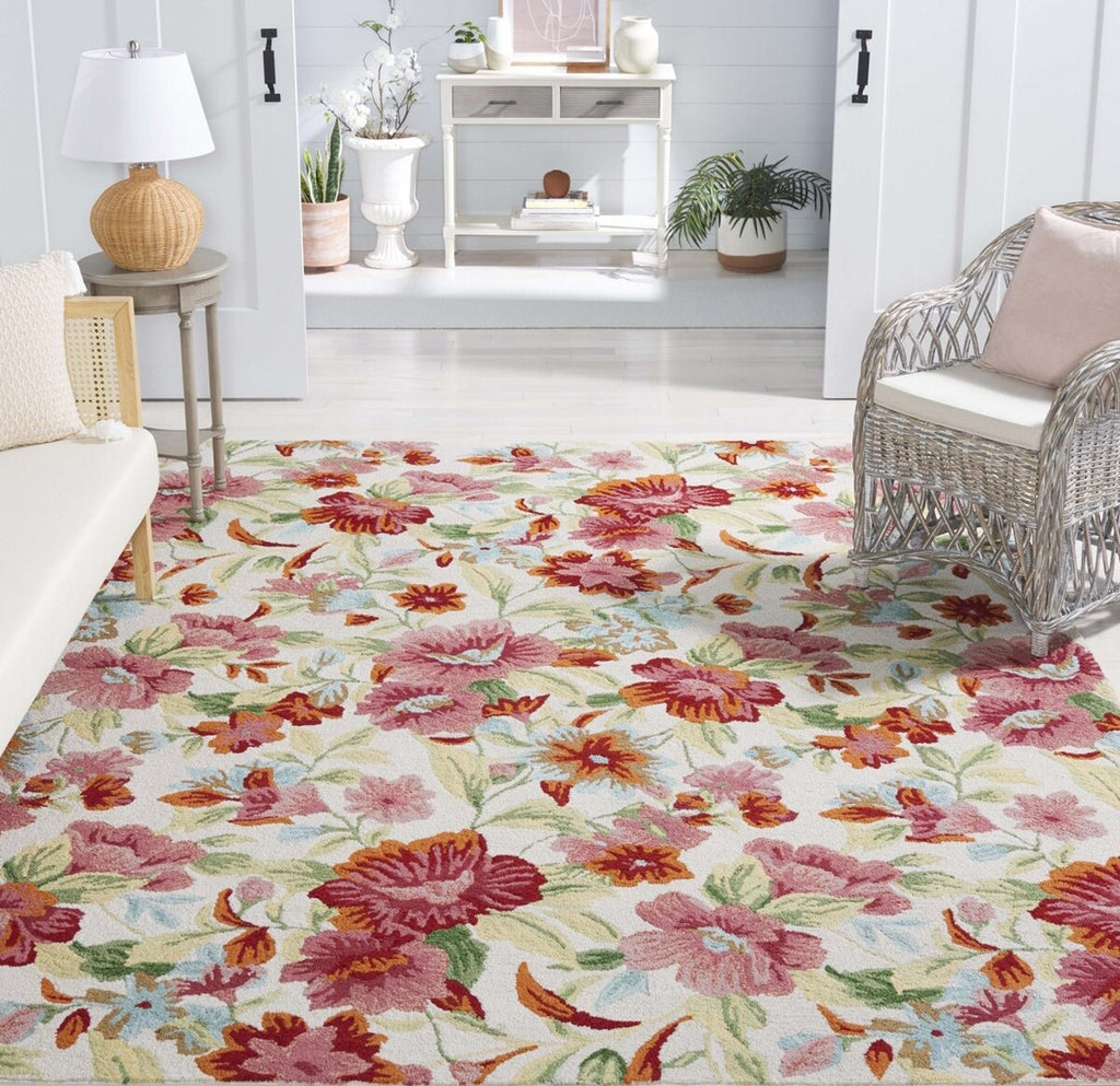 Safavieh Easy Care ECR302A Ivory / Red Area Rug Room Scene Feature