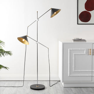 Safavieh Dwyer FLL4133A Black / Chrome Lamp Room Scene On Feature
