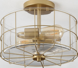 Safavieh Hannes FLU4087B Brass Lamp Room Scene Off Feature