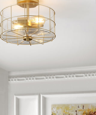 Safavieh Hannes FLU4087B Brass Lamp Room Scene On Feature