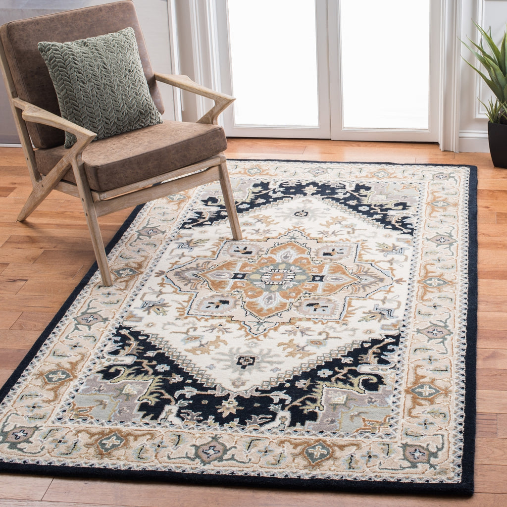 Safavieh Heritage HG625D Beige / Navy Area Rug Room Scene Feature