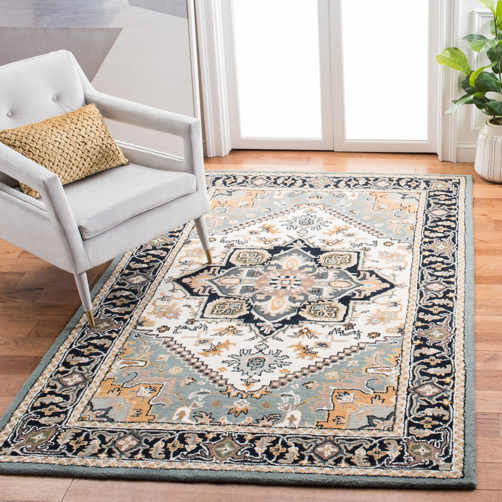 Safavieh Heritage HG625W Grey / Green Area Rug Room Scene Feature