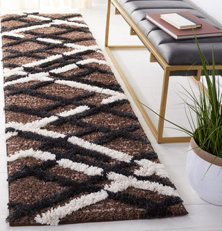 Safavieh Hi-lo Shag HLS206 Brown / Ivory Charcoal Area Rug Room Scene Feature